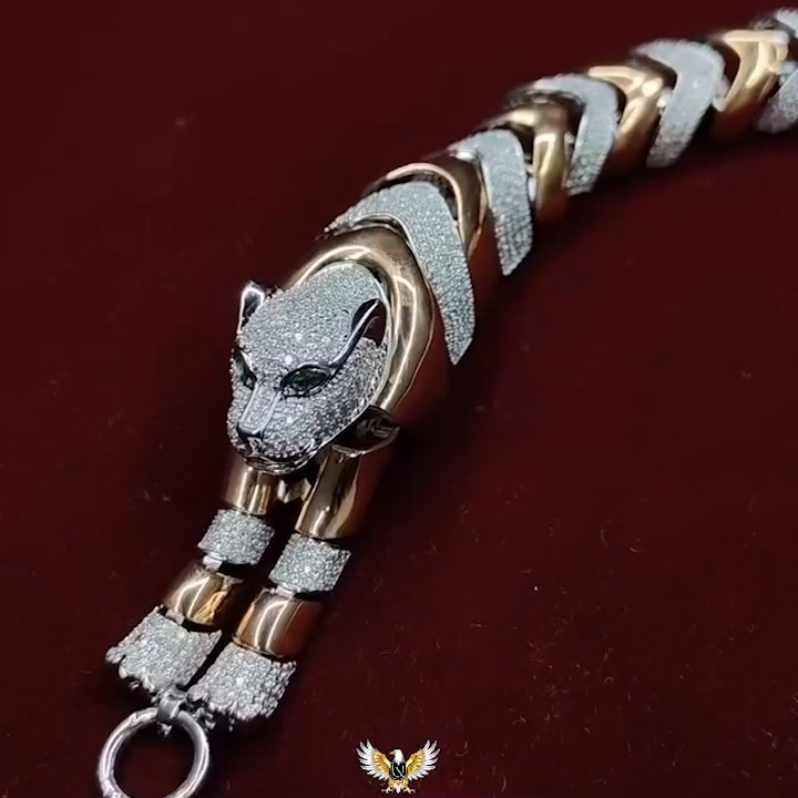 Diamond Jaguar Silver Bracelet