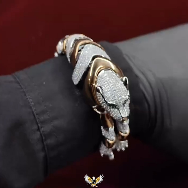 Diamond Jaguar Silver Bracelet
