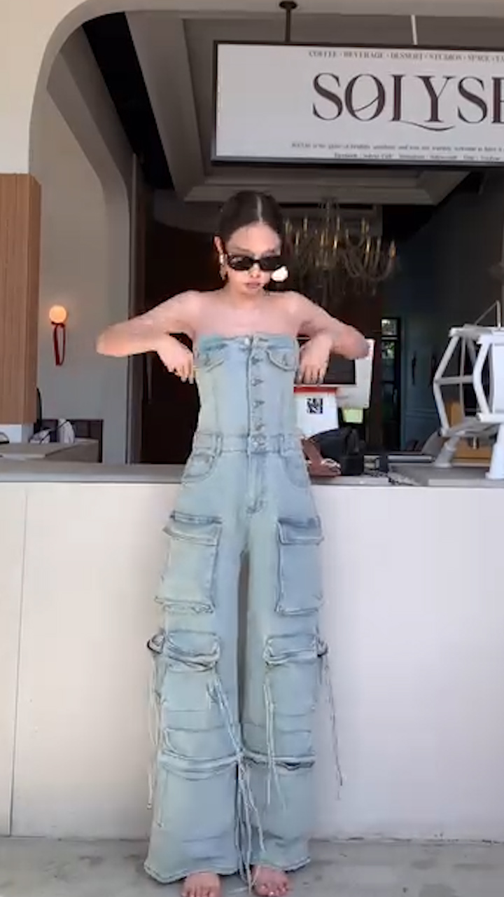 Stylish Stretch denim jumpsuit