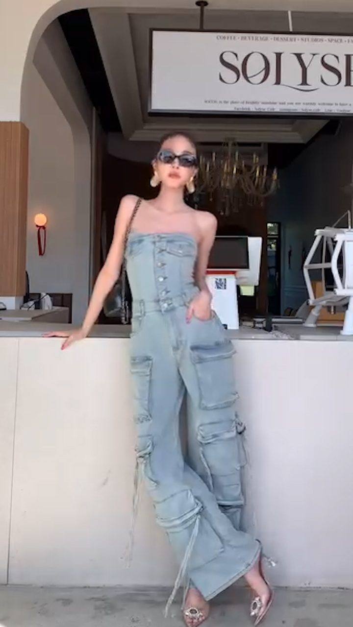Stylish Stretch denim jumpsuit