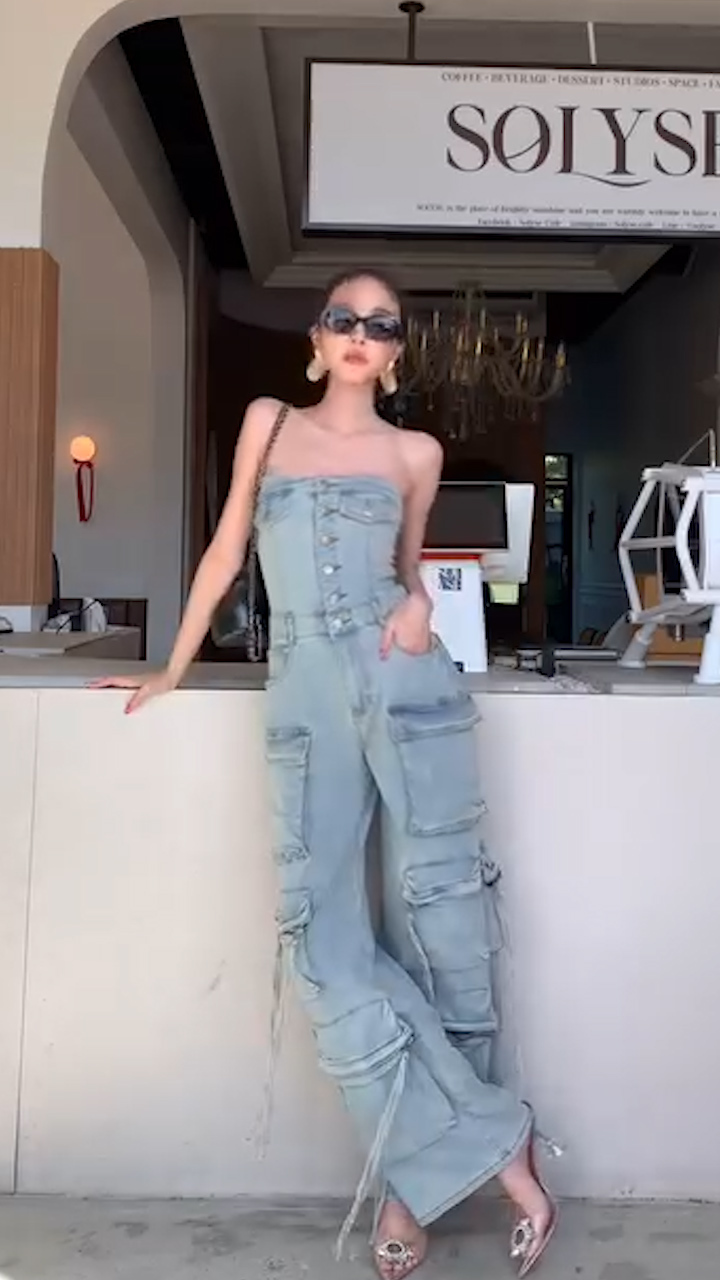 Stylish Stretch denim jumpsuit