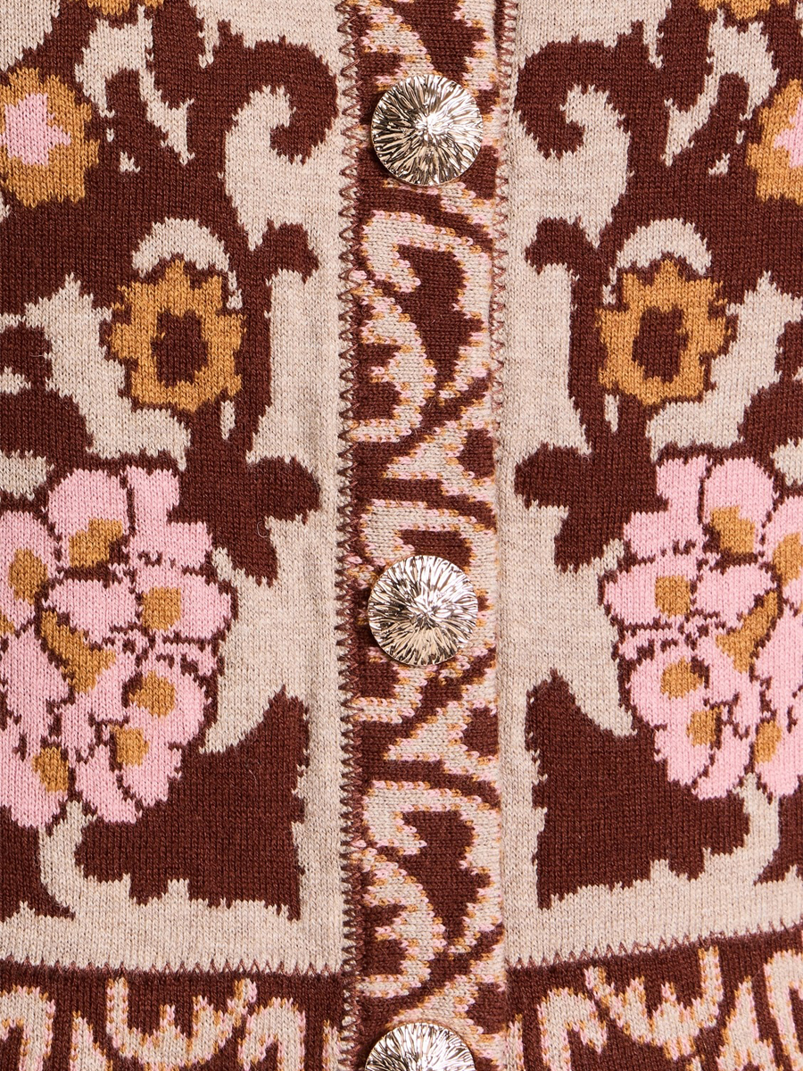 Lustrous Gold Buttons Knit Cardigan Adorned 