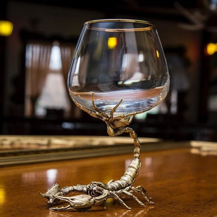 Scorpio Brass Crystal Goblet
