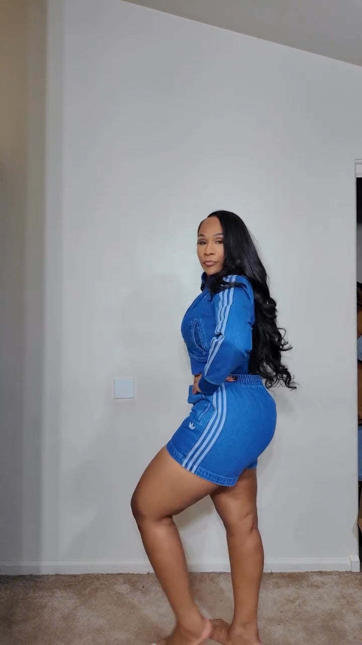 Original summer ultra-thin denim breathable two-piece set