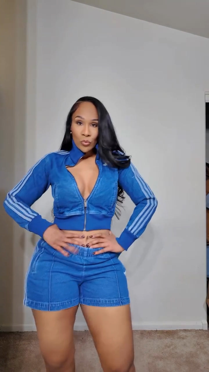 Original summer ultra-thin denim breathable two-piece set
