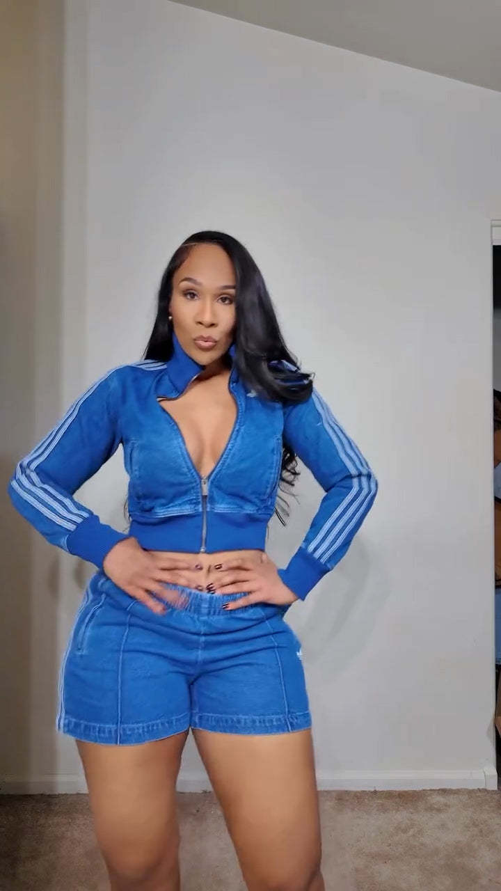 Original summer ultra-thin denim breathable two-piece set