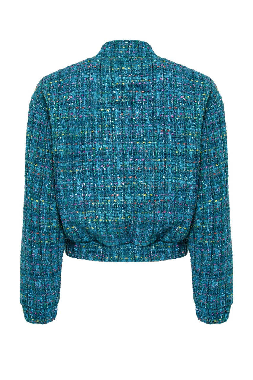 Tweed bomber jacket & flared trousers & hat