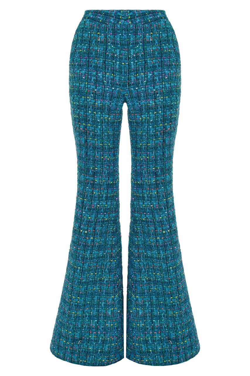 Tweed bomber jacket & flared trousers & hat