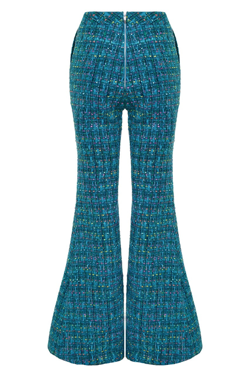 Tweed bomber jacket & flared trousers & hat