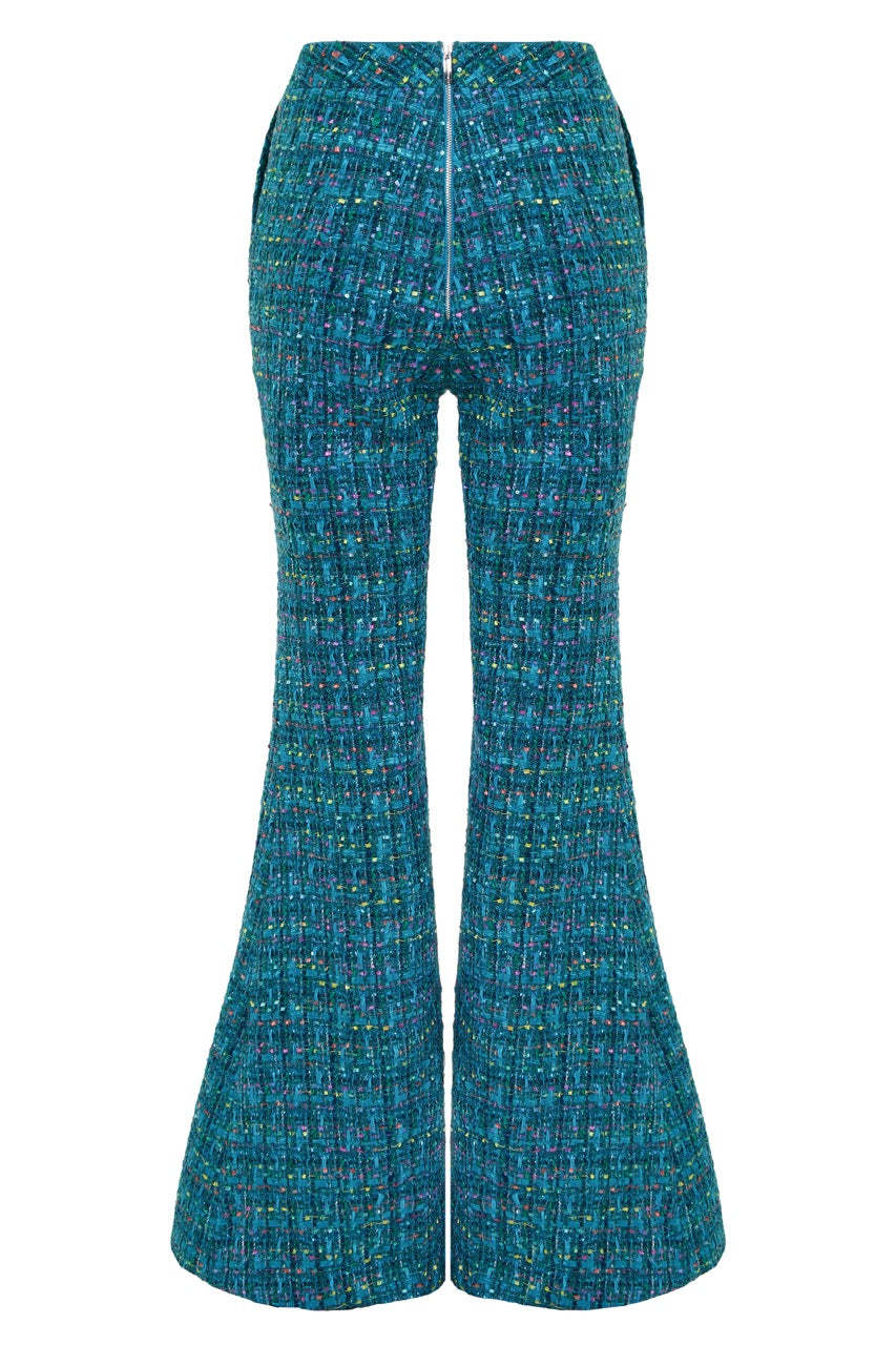 Tweed bomber jacket & flared trousers & hat