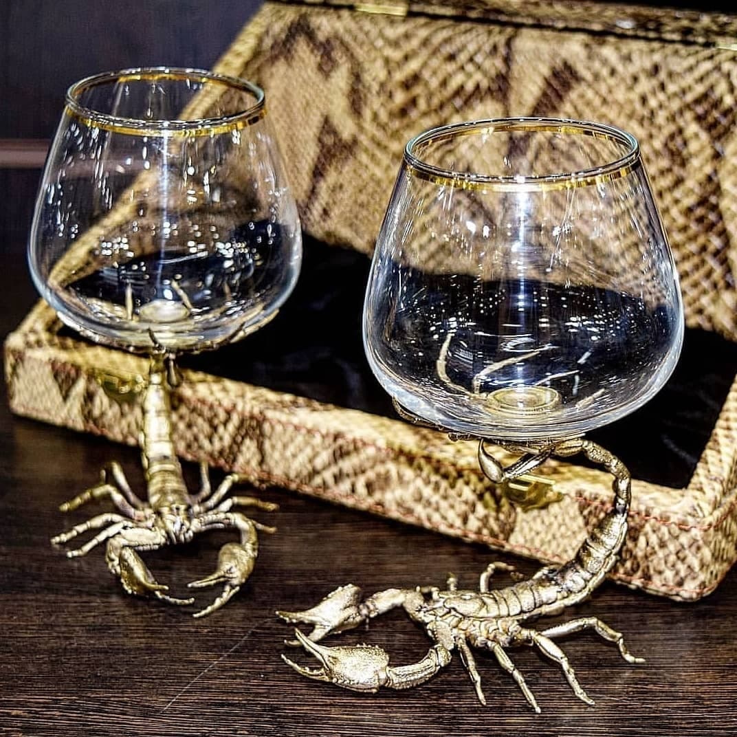 Scorpio Brass Crystal Goblet