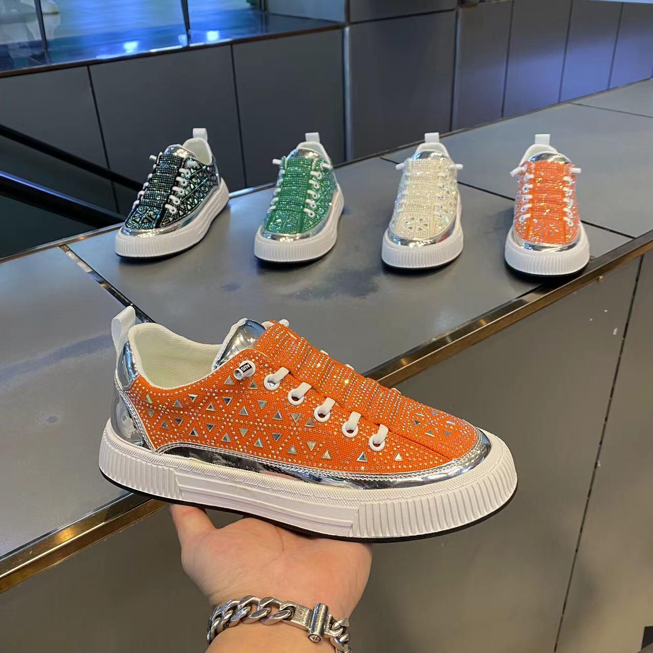Italian light luxury handmade hot diamond versatile casual shoes