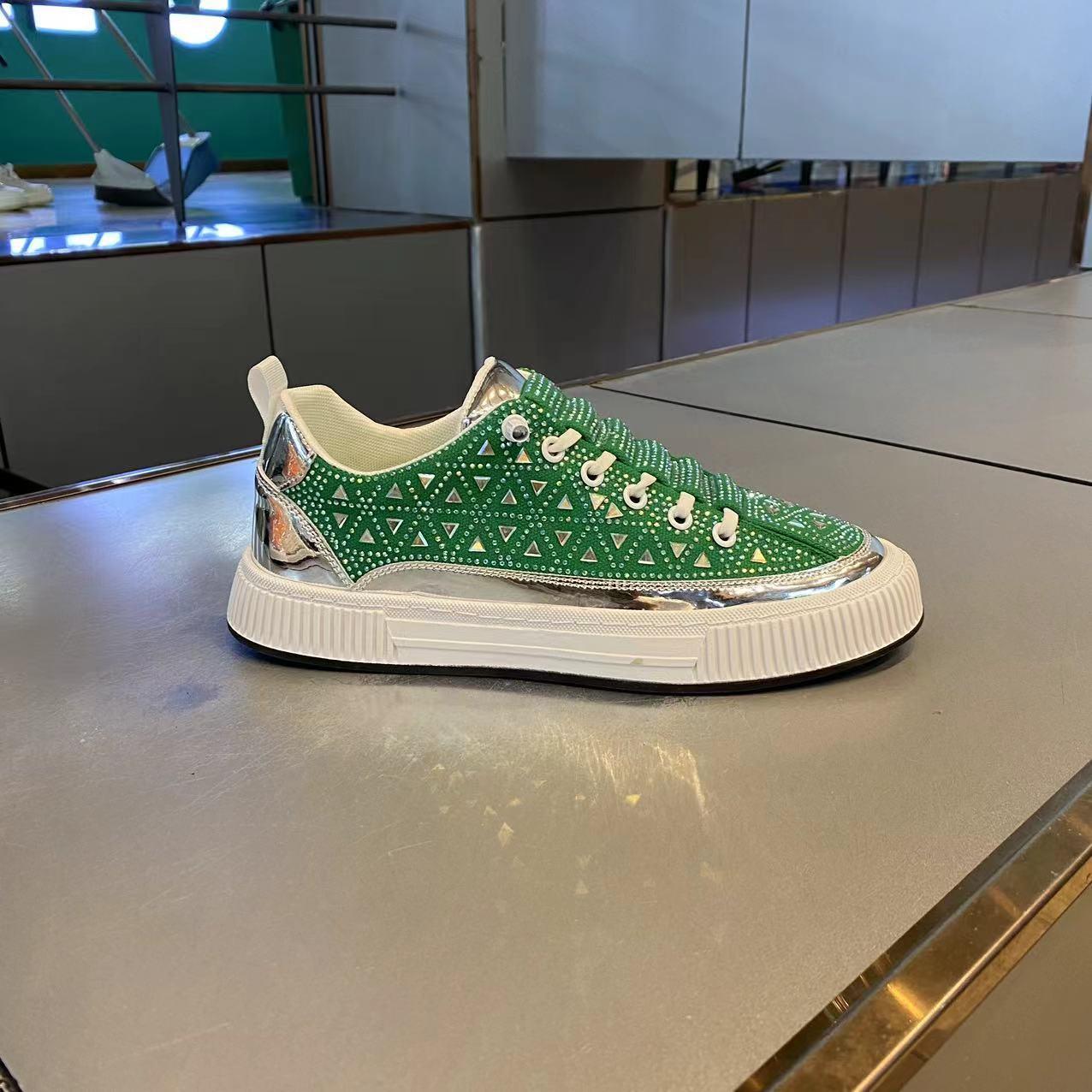 Italian light luxury handmade hot diamond versatile casual shoes