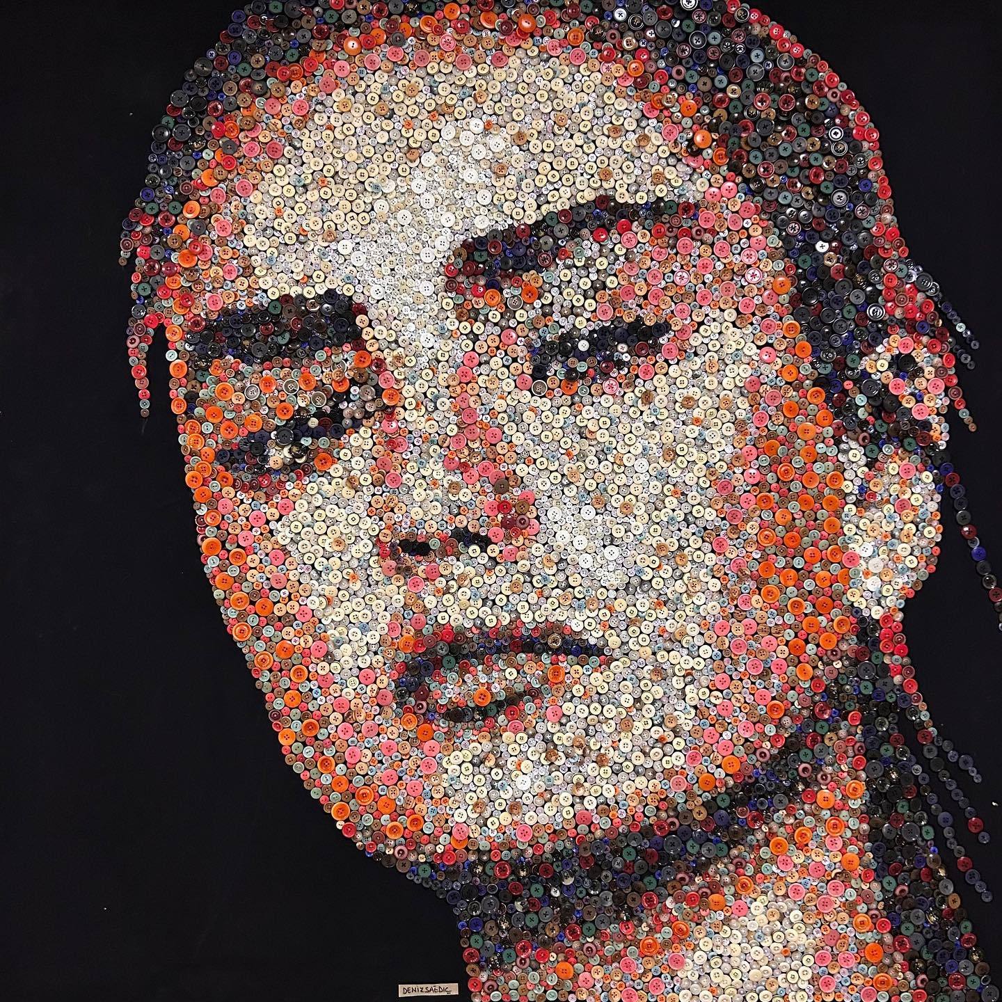 Custom hand-sewn buttons artwork