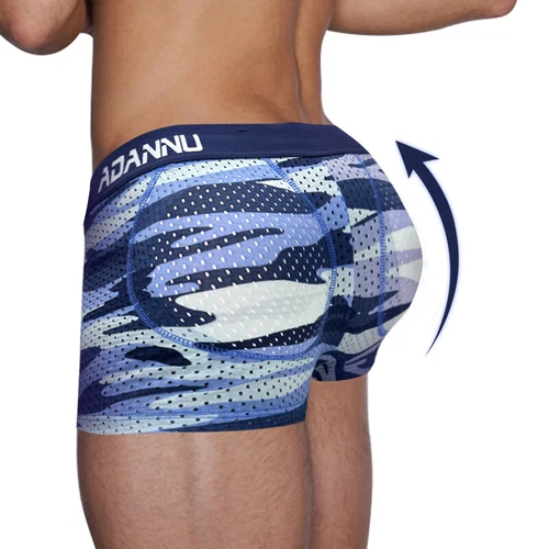 Men's Underwear Boxer Shorts Male Mesh Butt Padded Hip Lifting Shorts - Picture 5 of 26