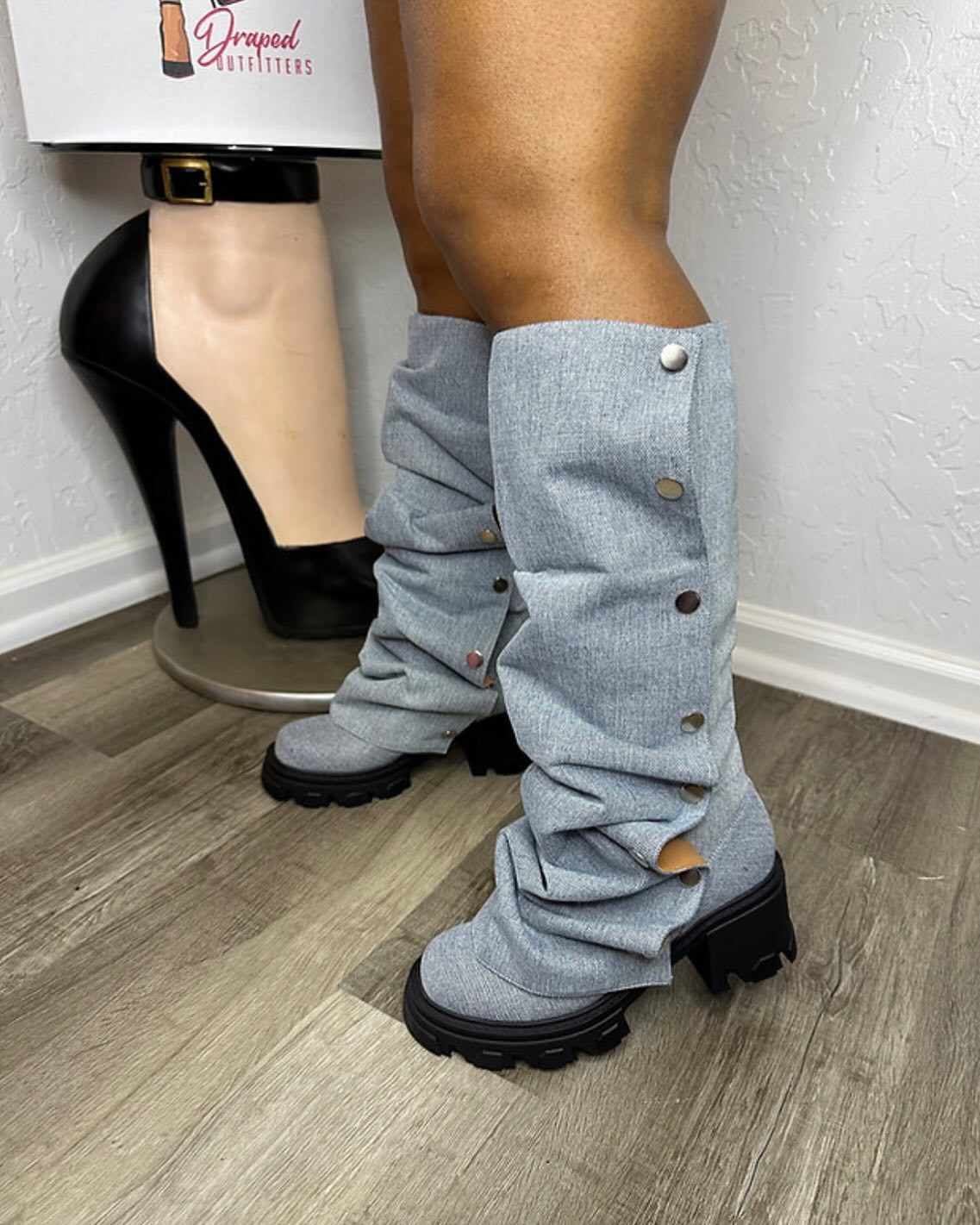 Draped Outfitters button boots