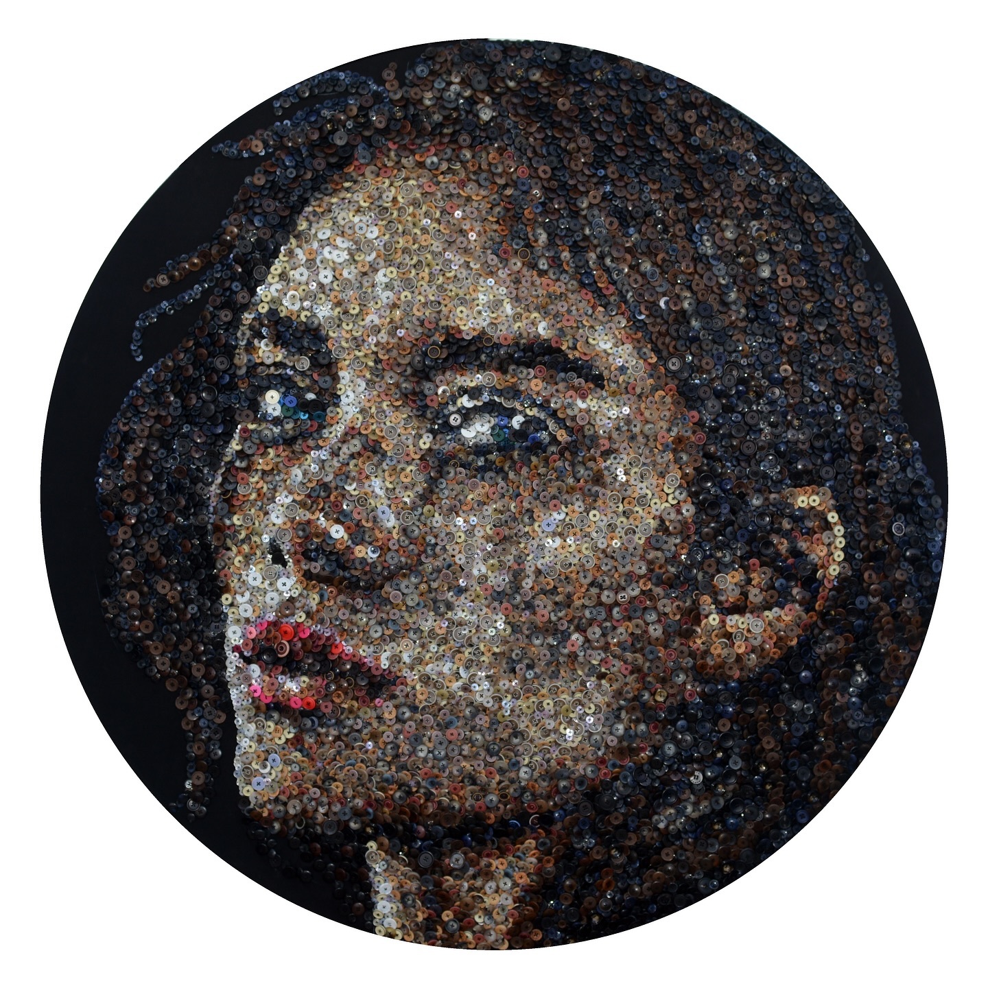 Custom hand-sewn buttons artwork