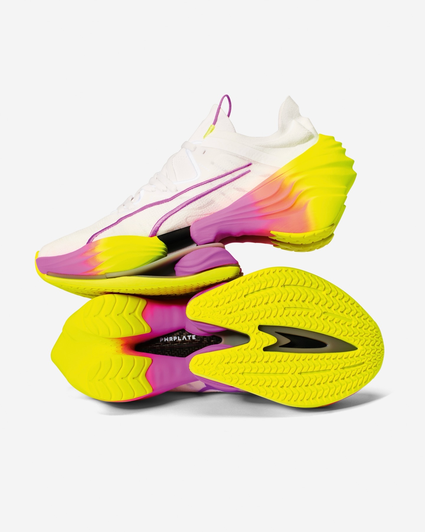 Ridiculously cushioned midsole  Spring-like plate design  running shoes