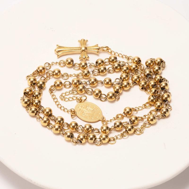 Stainless Steel Gold Plated Cross Pendant Necklace