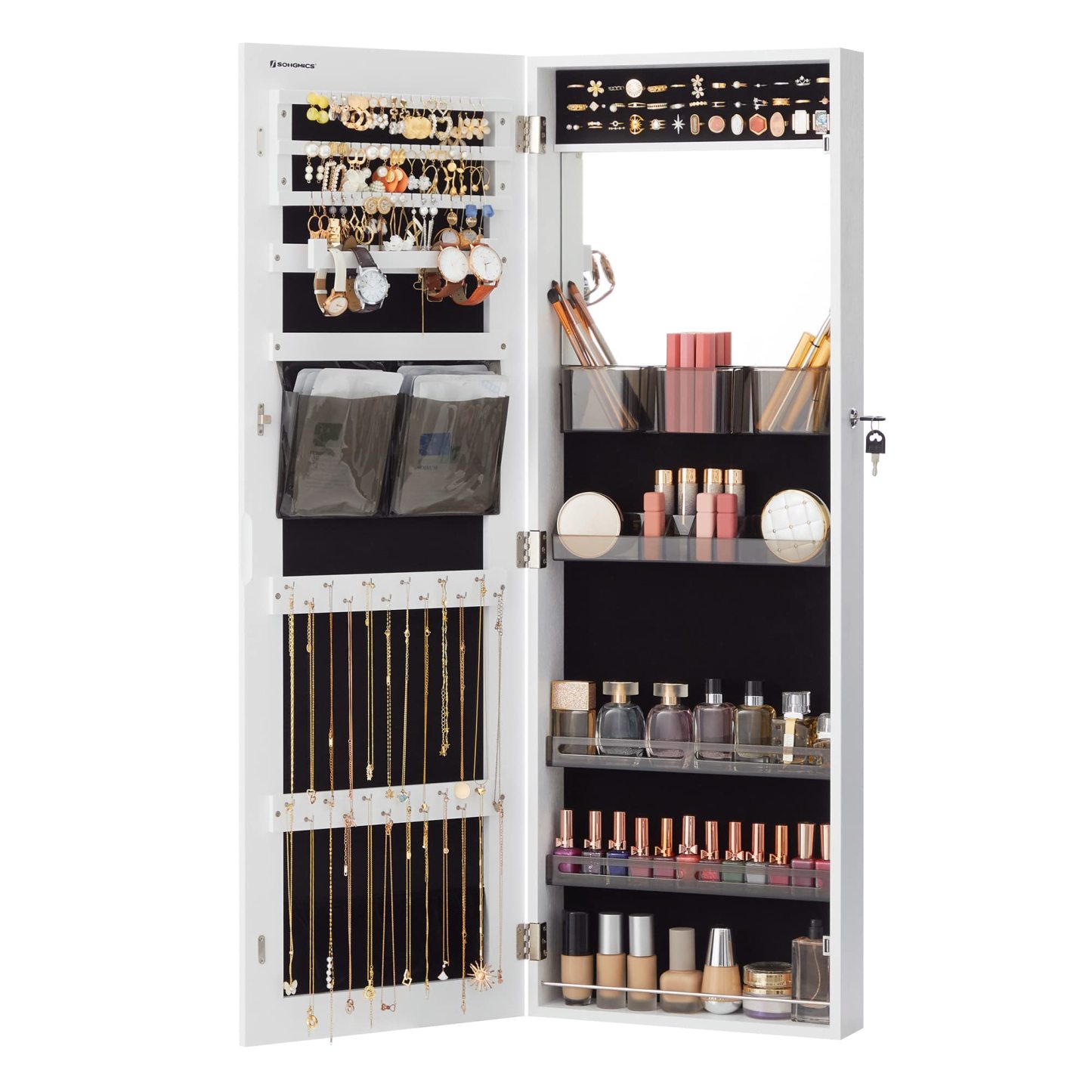 Door Mount Storage Organizer Full-Length Frameless Mirror