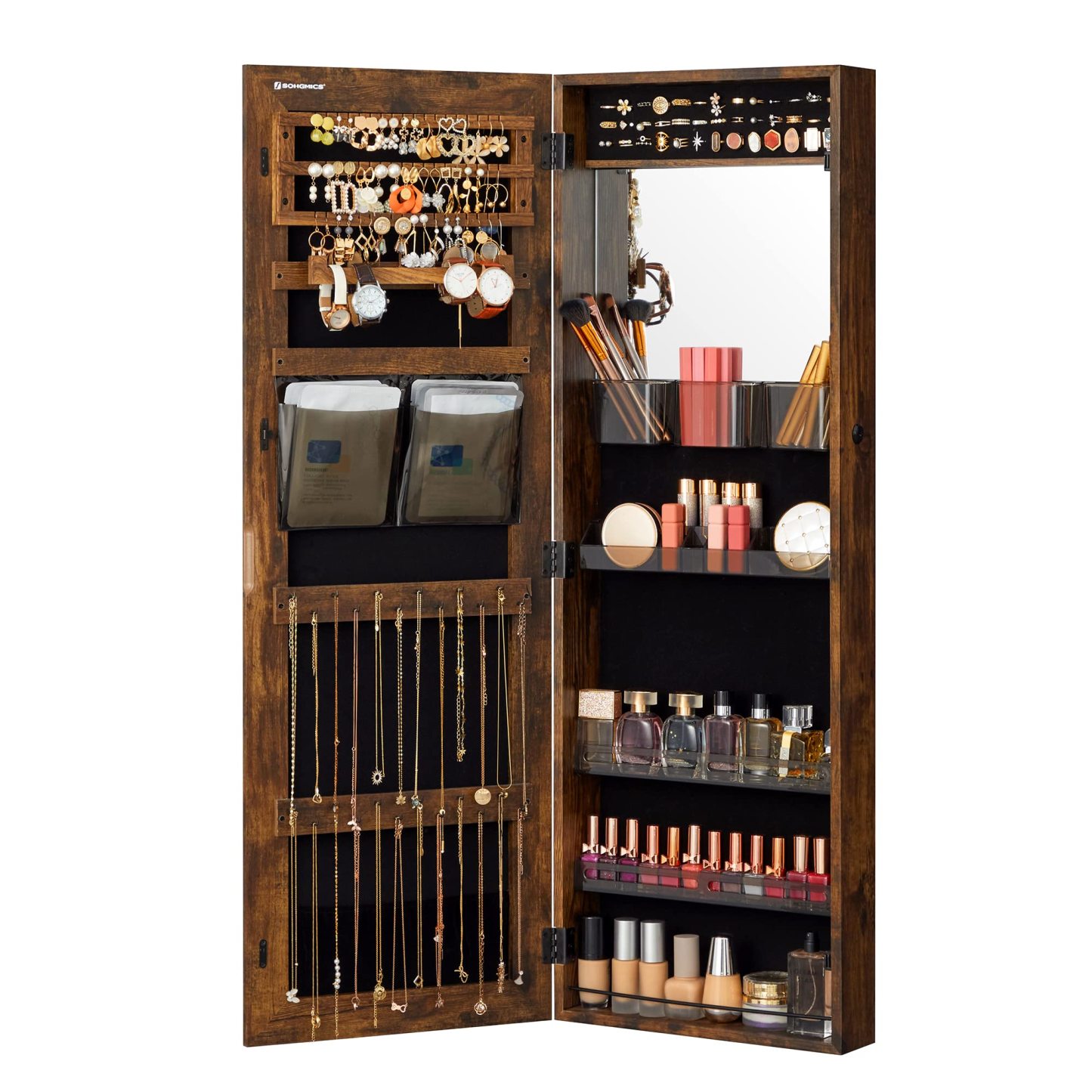 Door Mount Storage Organizer Full-Length Frameless Mirror