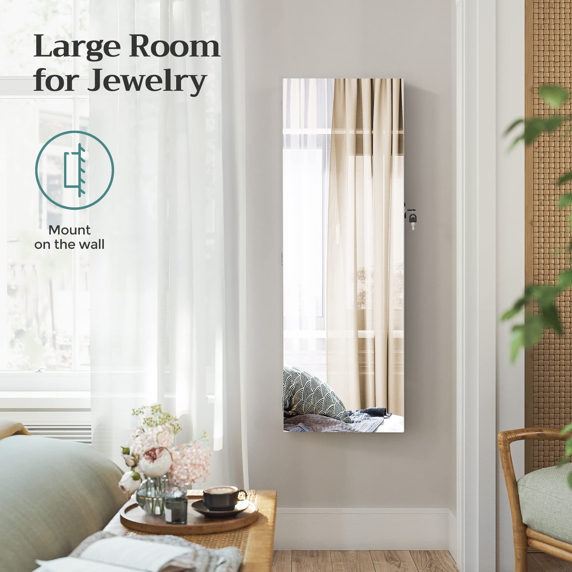 Door Mount Storage Organizer Full-Length Frameless Mirror
