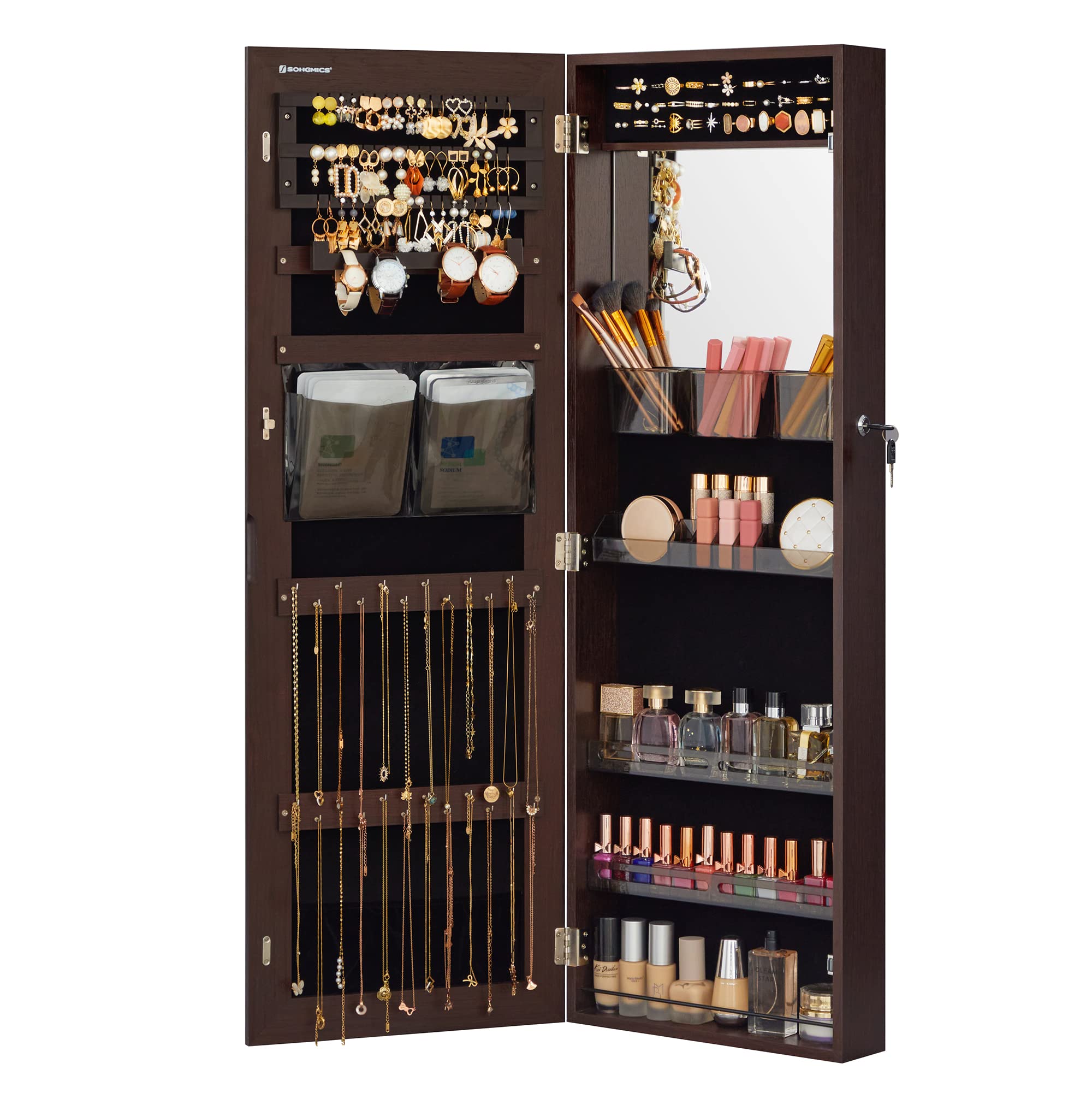 Door Mount Storage Organizer Full-Length Frameless Mirror