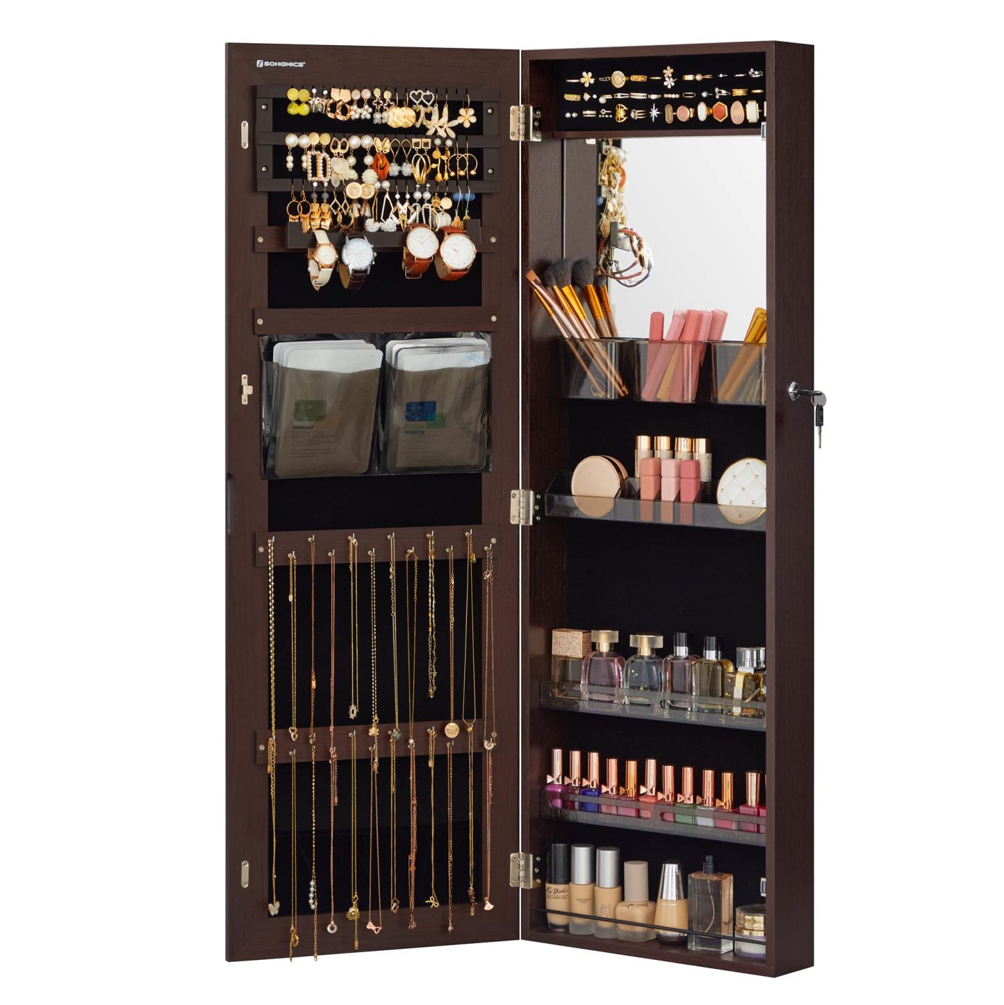 Door Mount Storage Organizer Full-Length Frameless Mirror