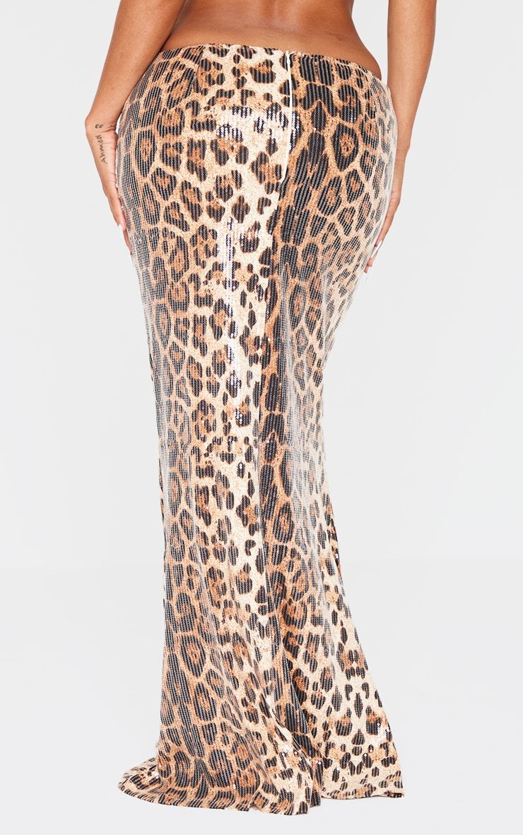  Shape Leopard Print Asymmetric Off Shoulder Top And Maxi Skirt