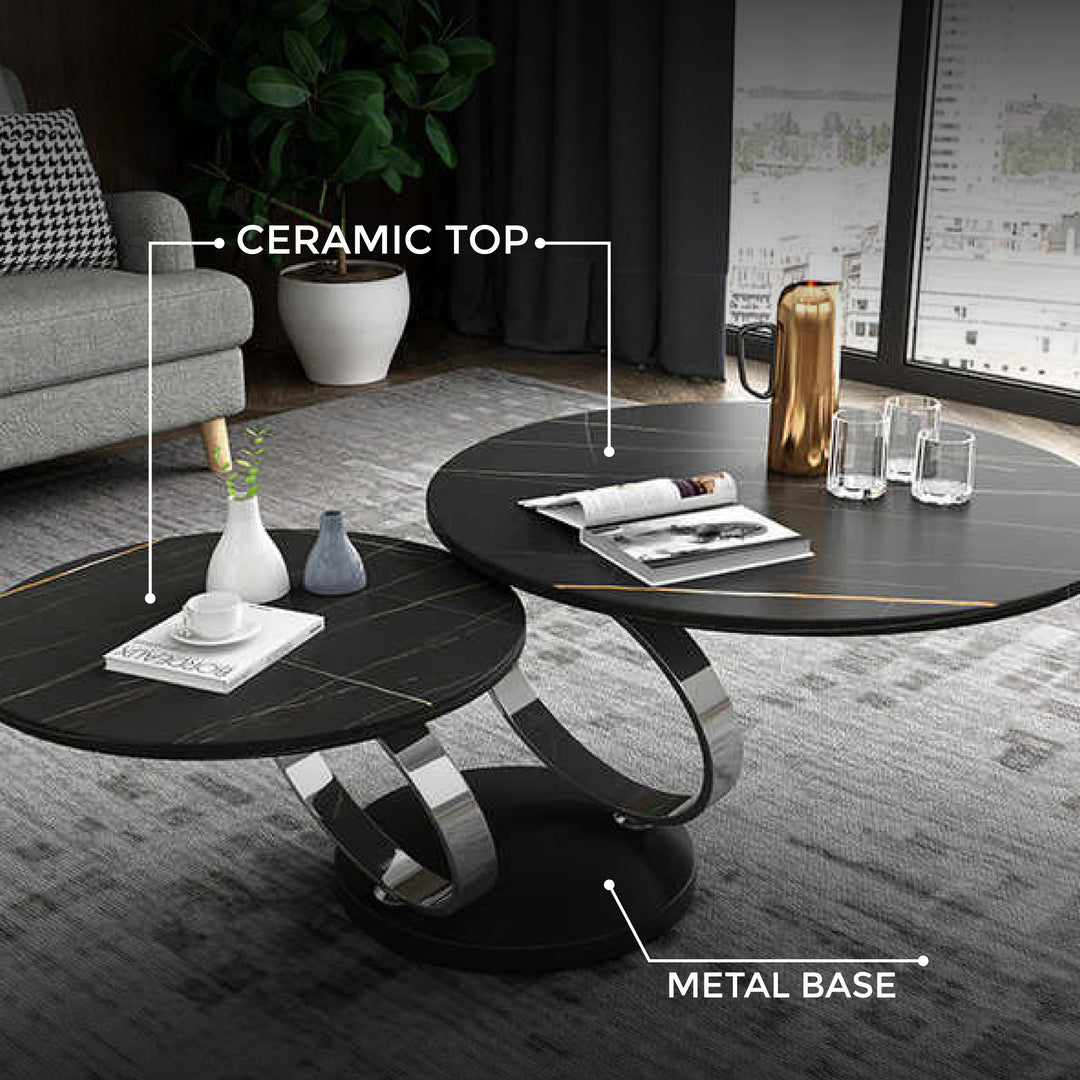 Extendable Ring-Shaped Round Swivel Coffee Table