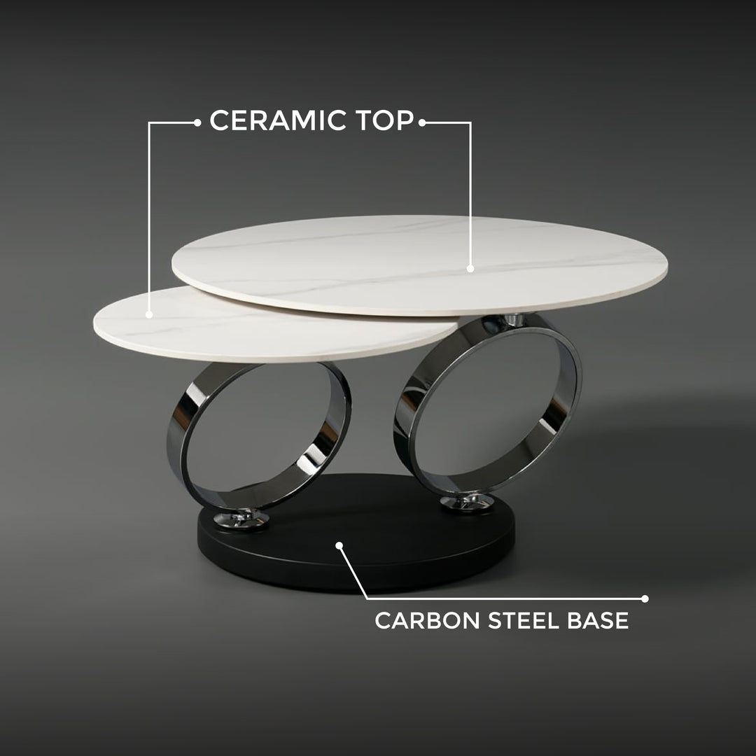 Extendable Ring-Shaped Round Swivel Coffee Table