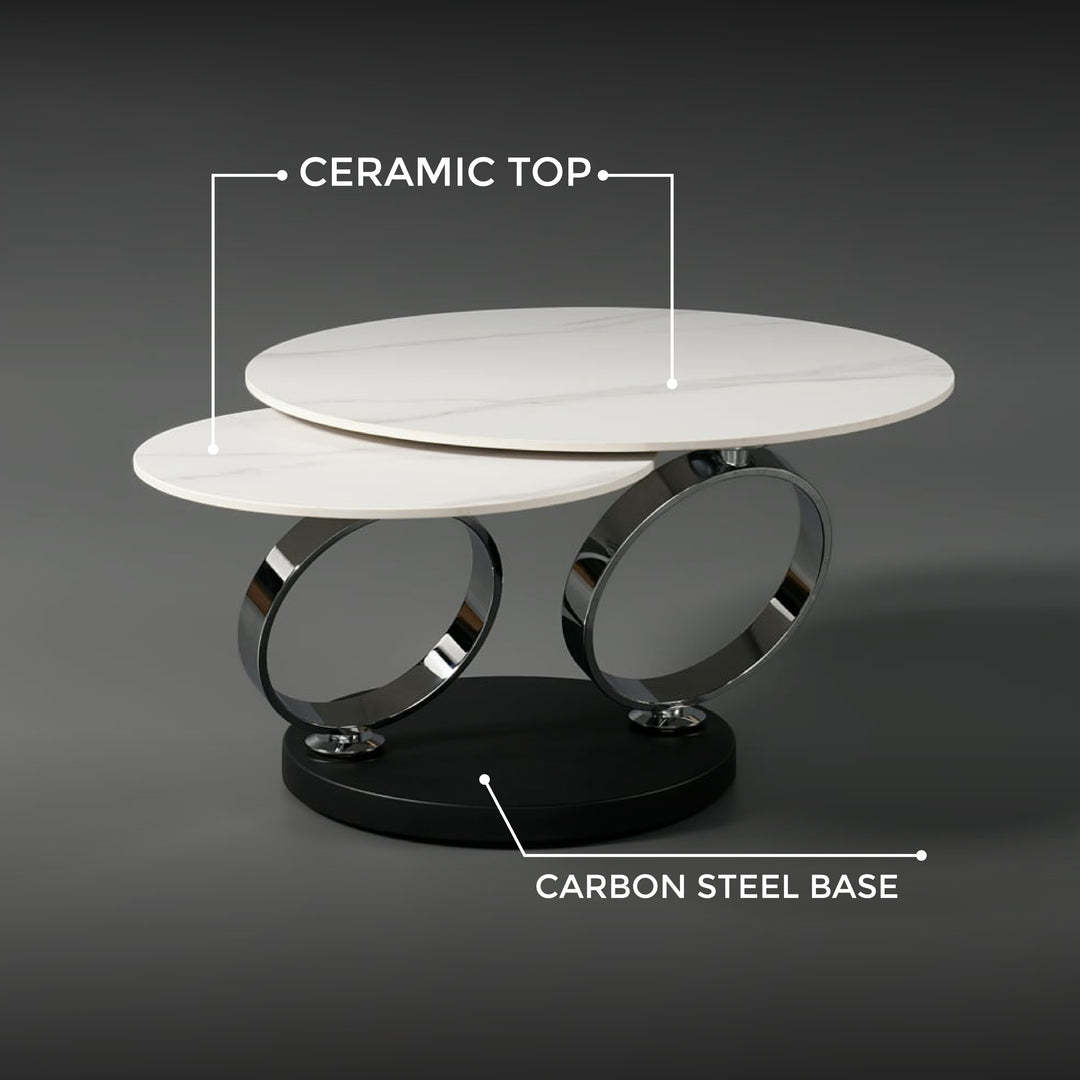 Extendable Ring-Shaped Round Swivel Coffee Table