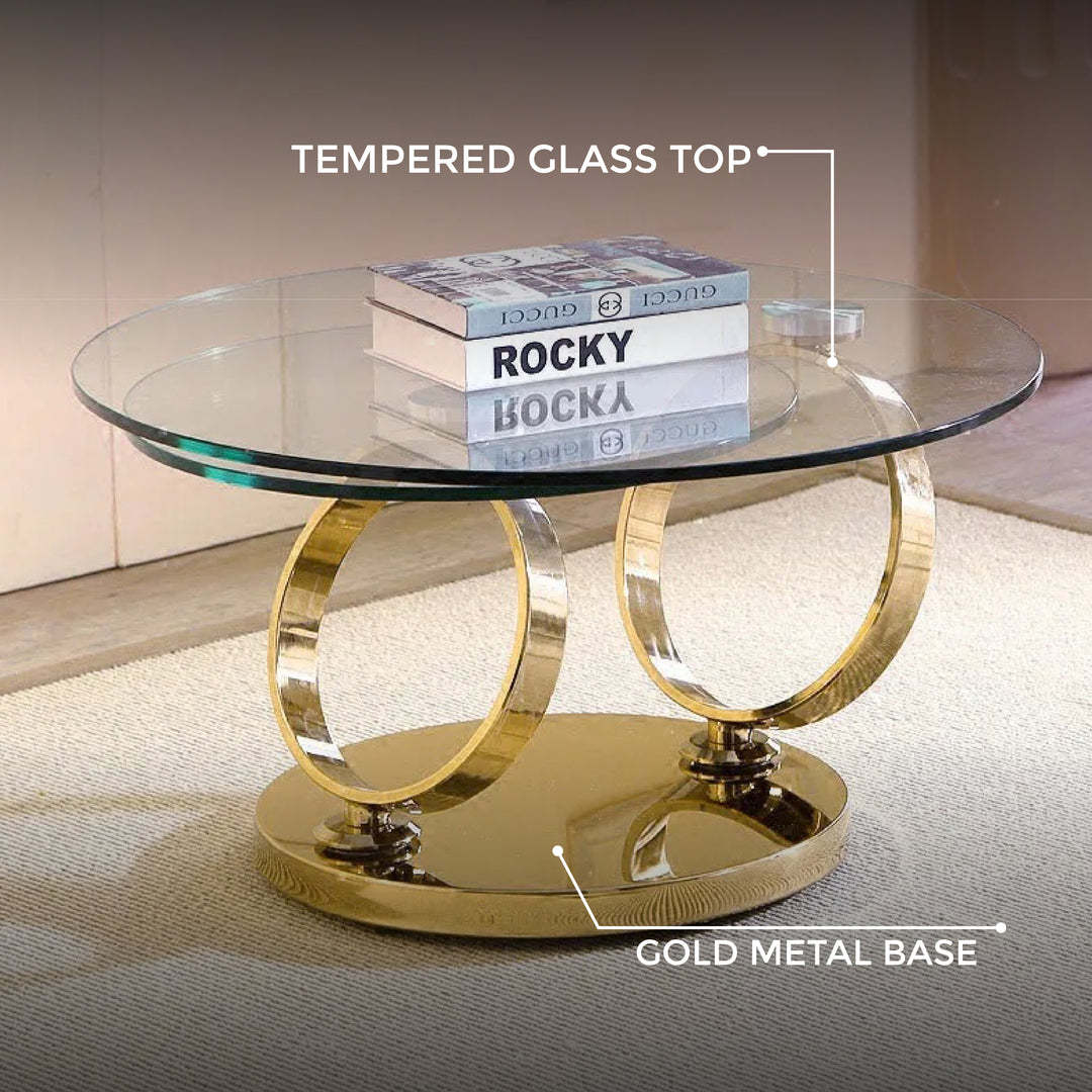 Extendable Ring-Shaped Round Swivel Coffee Table