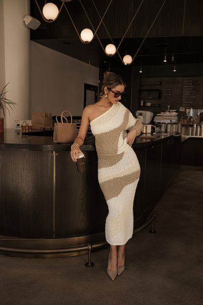 Ivory/Beige Hazel Sweater Knit Dress