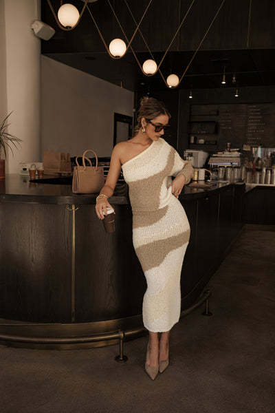 Ivory/Beige Hazel Sweater Knit Dress