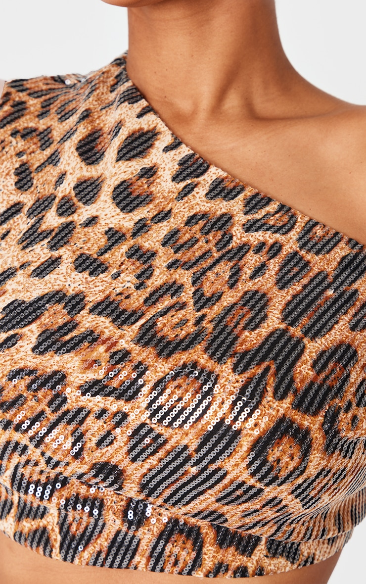  Shape Leopard Print Asymmetric Off Shoulder Top And Maxi Skirt