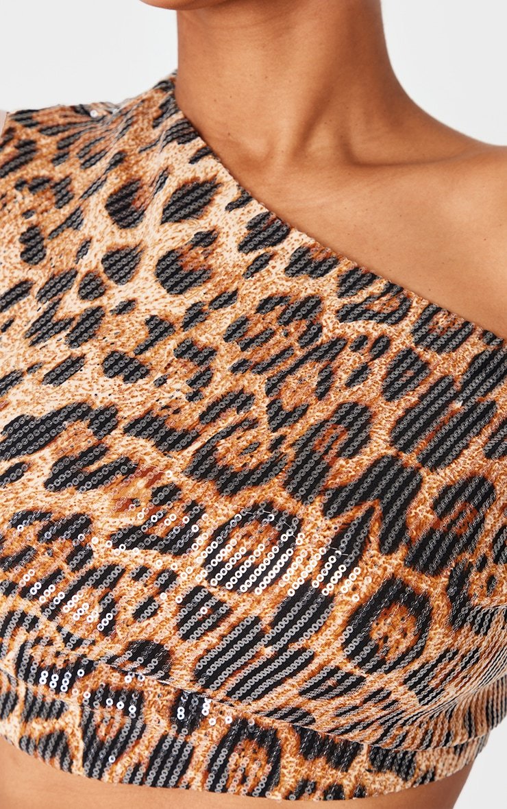  Shape Leopard Print Asymmetric Off Shoulder Top And Maxi Skirt