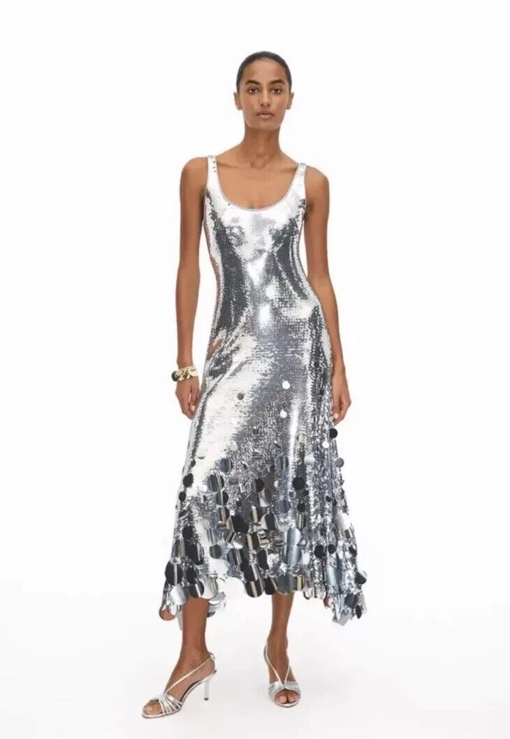 Sequined Flared-Skirt Dress Size