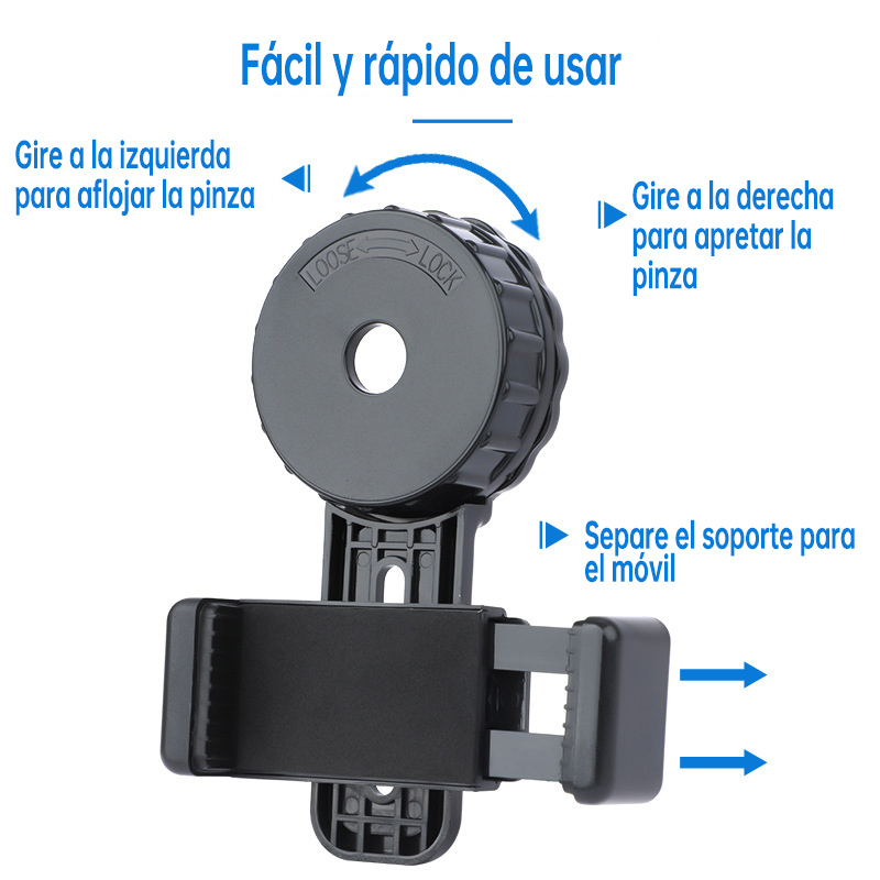 Soporte para teléfono para fotografía (Universal, compatible con diámetros exteriores de 28–48 mm)