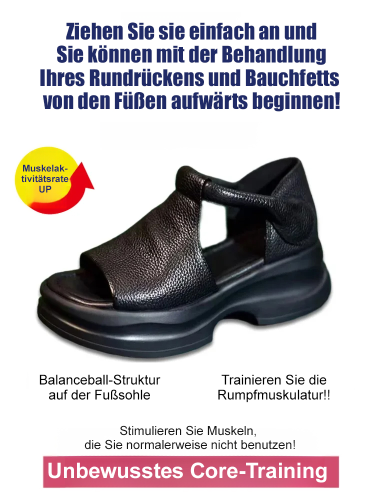 5cm Plateau-Wedgesandalen im koreanischen Stil mit offenem Zeh – echtes Leder ohne Fußschmerzen bei langem Gehen