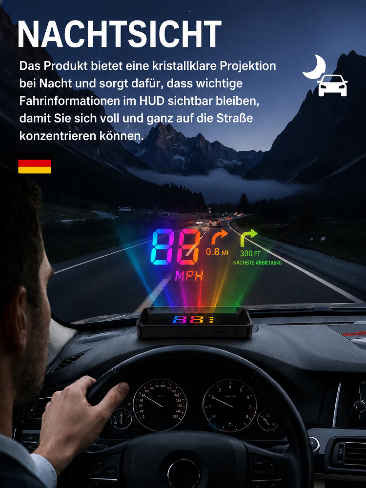 【Kostenloser Versand】Intelligentes KI-Head-up-Display 🚗 | GPS-Tachometer | Kampfjet-Technologie | Sichere Nachtsicht
