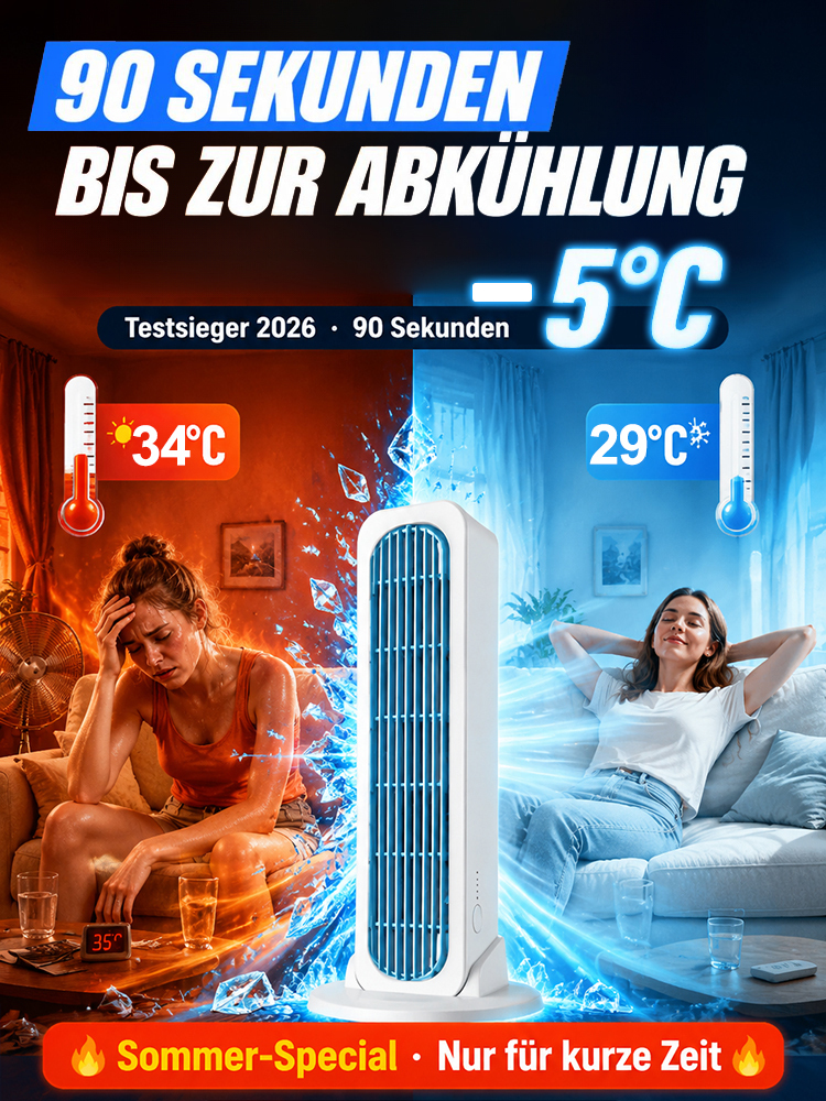 【90S den gesamten Raum abkühlen】Turmventilator stehend und liegend verwendbarer Klimagerät