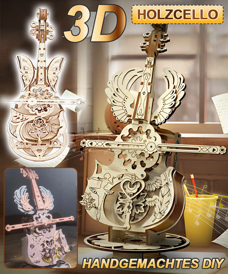 Handgemachtes DIY 3D Holzmodell einer Geige.