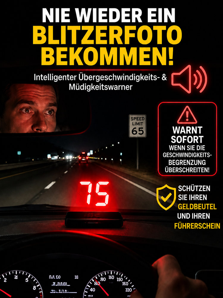 【Kostenloser Versand】Intelligentes KI-Head-up-Display 🚗 | GPS-Tachometer | Kampfjet-Technologie | Sichere Nachtsicht