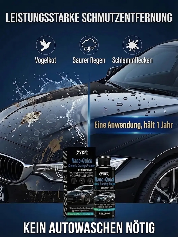 🎁50% Rabatt🔥Hochglänzendes Nano-Keramik-Beschichtungsspray, wasserabweisend & kratzfest 