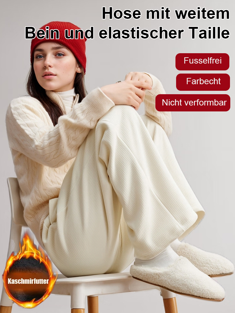 【Kaschmir, dickere Version】High-Waist, fließende, gerade Hose