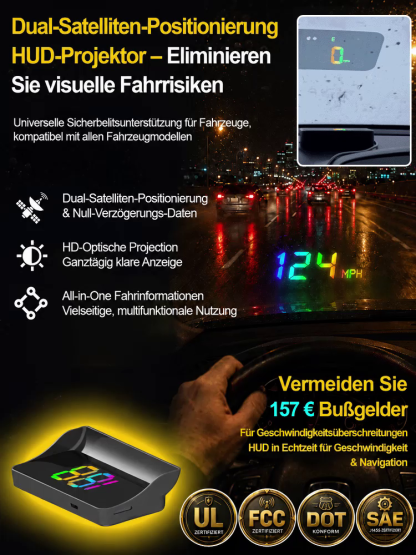 【Kostenloser Versand】Intelligentes KI-Head-up-Display 🚗 | GPS-Tachometer | Kampfjet-Technologie | Sichere Nachtsicht