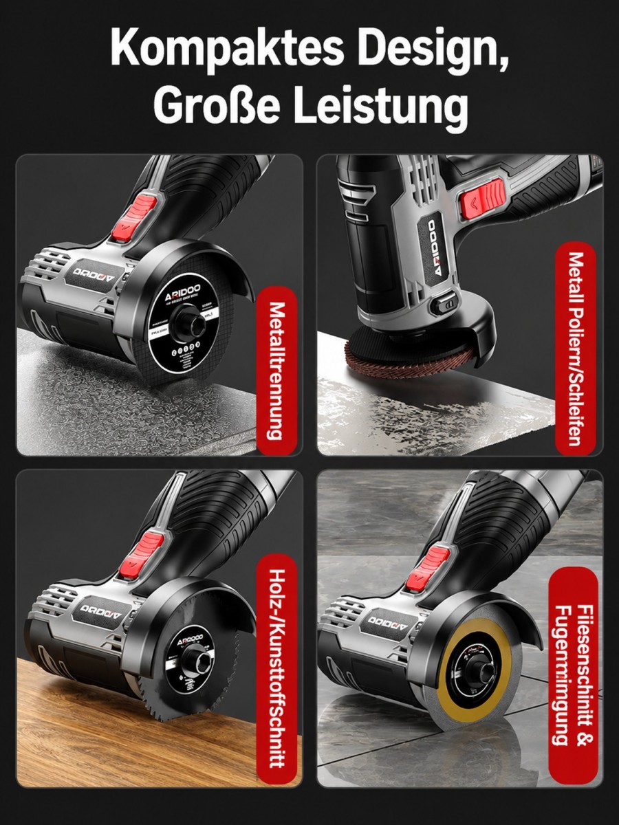 Kabelloser Mini-Winkelschleifer mit Digitalanzeige