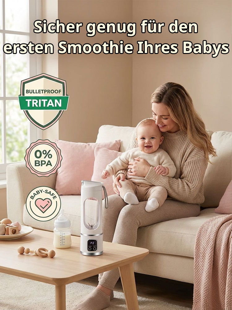 Kompakter tragbarer Mixerbecher 🥤 5 Sekunden Smoothie, kernglos & ohne Rückstände ✅