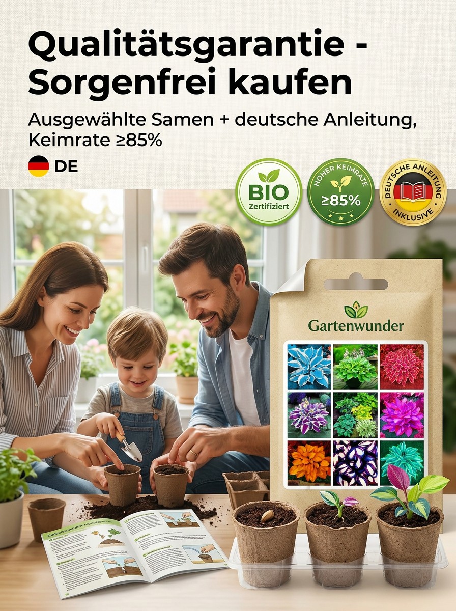 Seltene Samen der buntblättrigen Funkie.